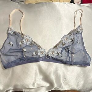 Floral embroidered Blue Bralette